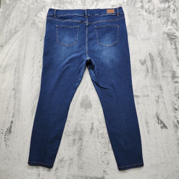 Tahari Jeans Womens 22W Blue Charlotte Comfort Luxe Double Button Skinny Stretch - Picture 3 of 13